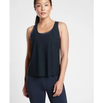 Athleta 2 In 1 Ultimate Support Top Sz XS Navy Blue Tank/Bra Gym Workout New NWT