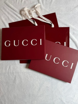2 Original GUCCI Geschenkbox mit Tragetasche und Geschenktüten