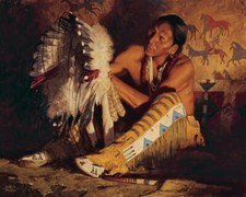 Ceramic Tile Mural Kitchen Backsplash-Red Feathers-Native American Indian Art