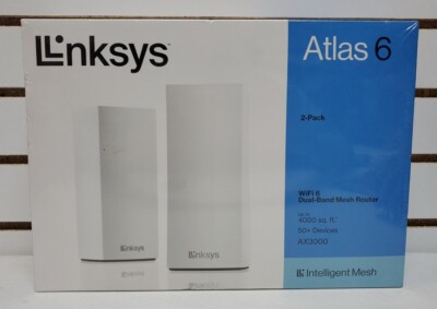 Linksys Atlas 6: AX3000 Dual-Band Mesh WiFi 6 System 2-Pack MX2002