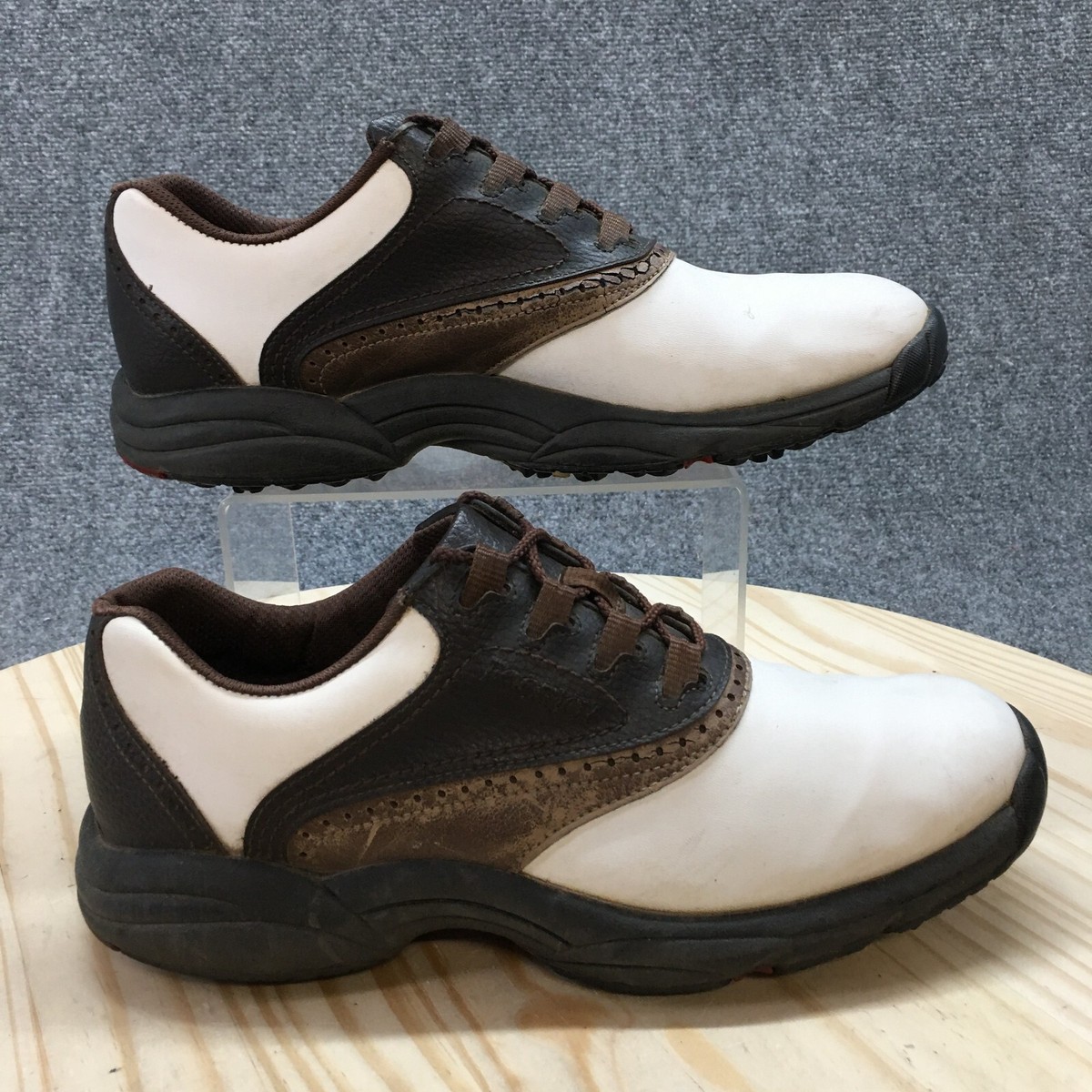 FootJoy Greenjoy Mens Golf Cleats White Brown Lace FootJoy GreenJoys Golf Shoes Men main image 4