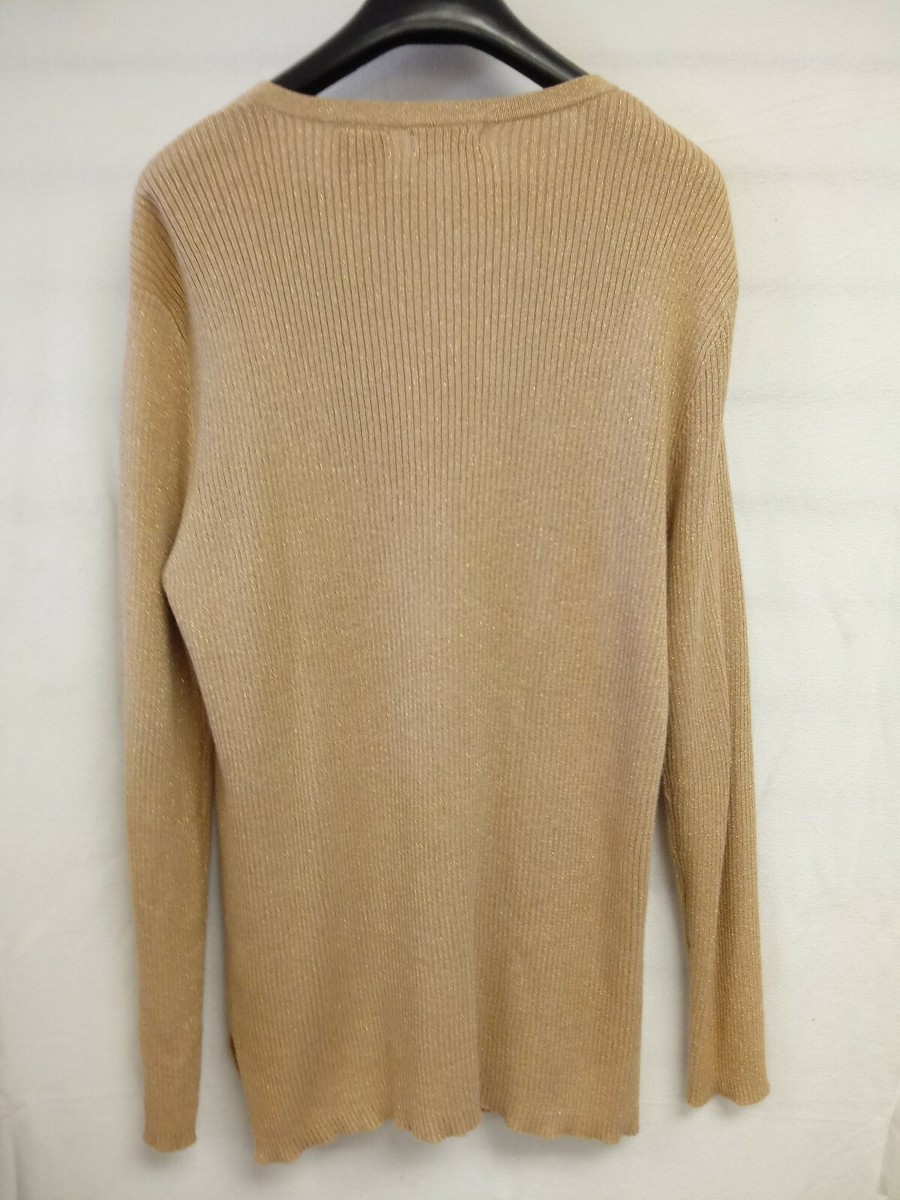 GEORGE Sparkling Metallic Gold Long Sleeve Button Up Knit Cardigan