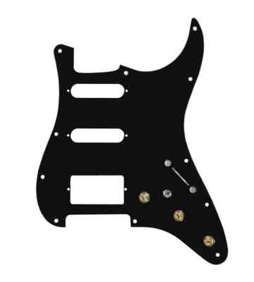 920D Custom 7 Way Pre-Wired HSS Strat Pickguard w/ Mini Toggle -  Black