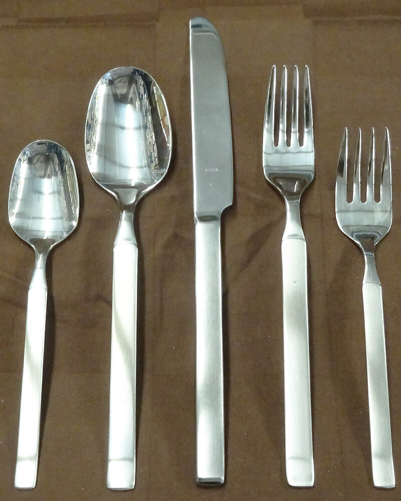Splendide Athens 5-Piece Place Setting – 18/8 Stainless Steel, Mid-Century Modern, Made In Korea