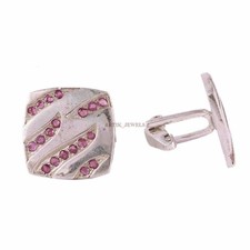 Heated Ruby Gemstone With 925 Sterling Silver Cufflink 2544