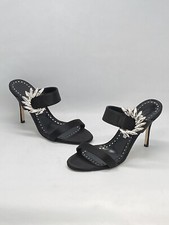 Manolo Blahnik Chivela 90MM Crystal-Embellished Satin Sandals