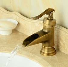 Antique Brass Single Handle Waterfall Bathroom Sink Faucet Mixer Tap 2an007