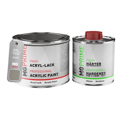 RAL 7030 Steingrau Stone grey Acryl Lack matt 0,75 Liter Dose inkl. Härter