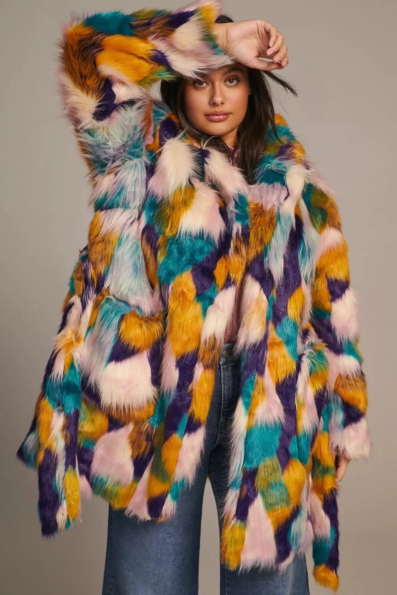 Patchwork faux fur best sale coat