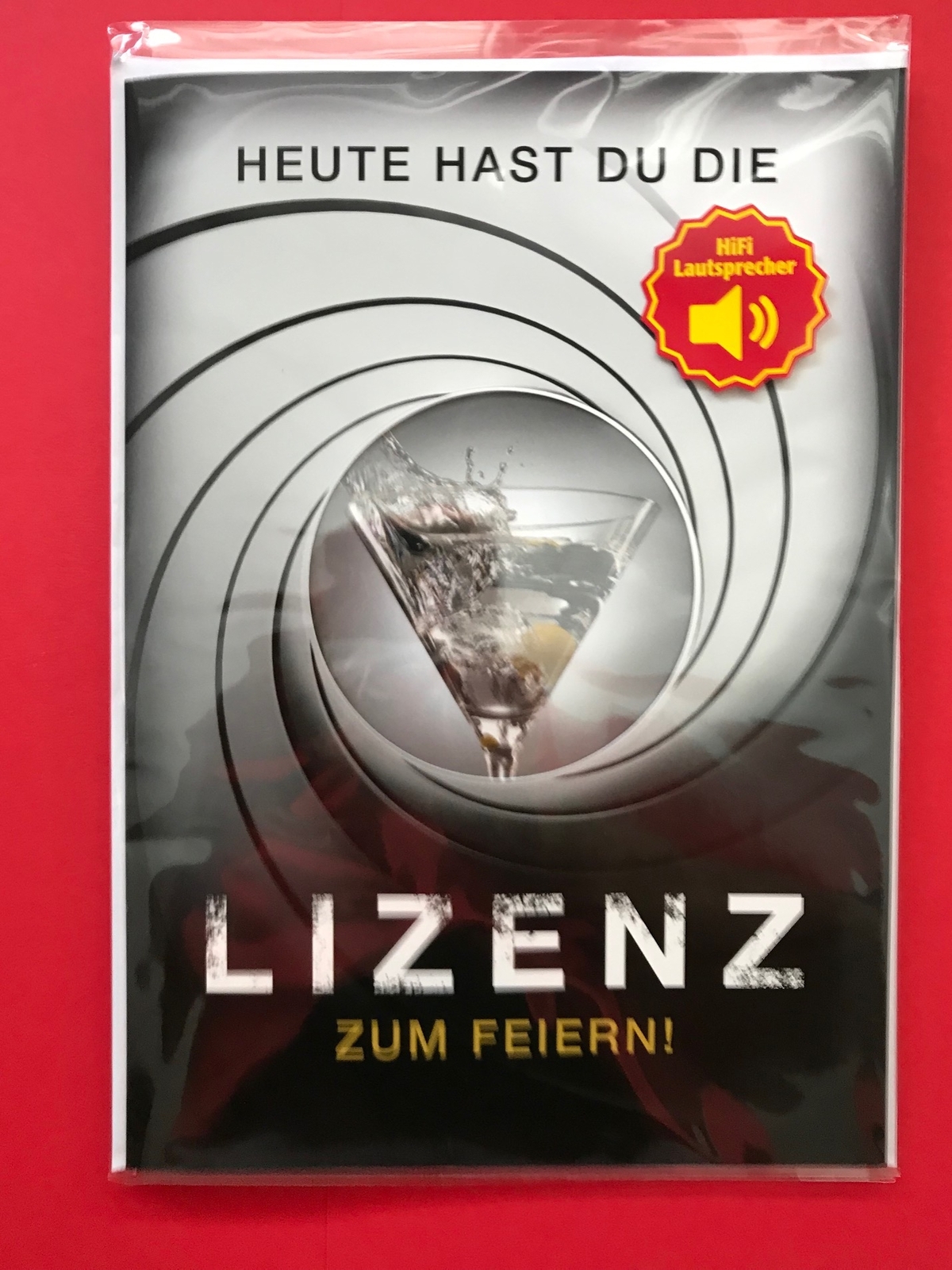 Allgemeine Wünsche - Soundkarte A4 im Format 21,0 x 29,7 cm - „Lizenz zum feiern