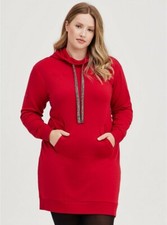 Torrid Pullover Hoodie Dress Fleece Red NWT New 0X