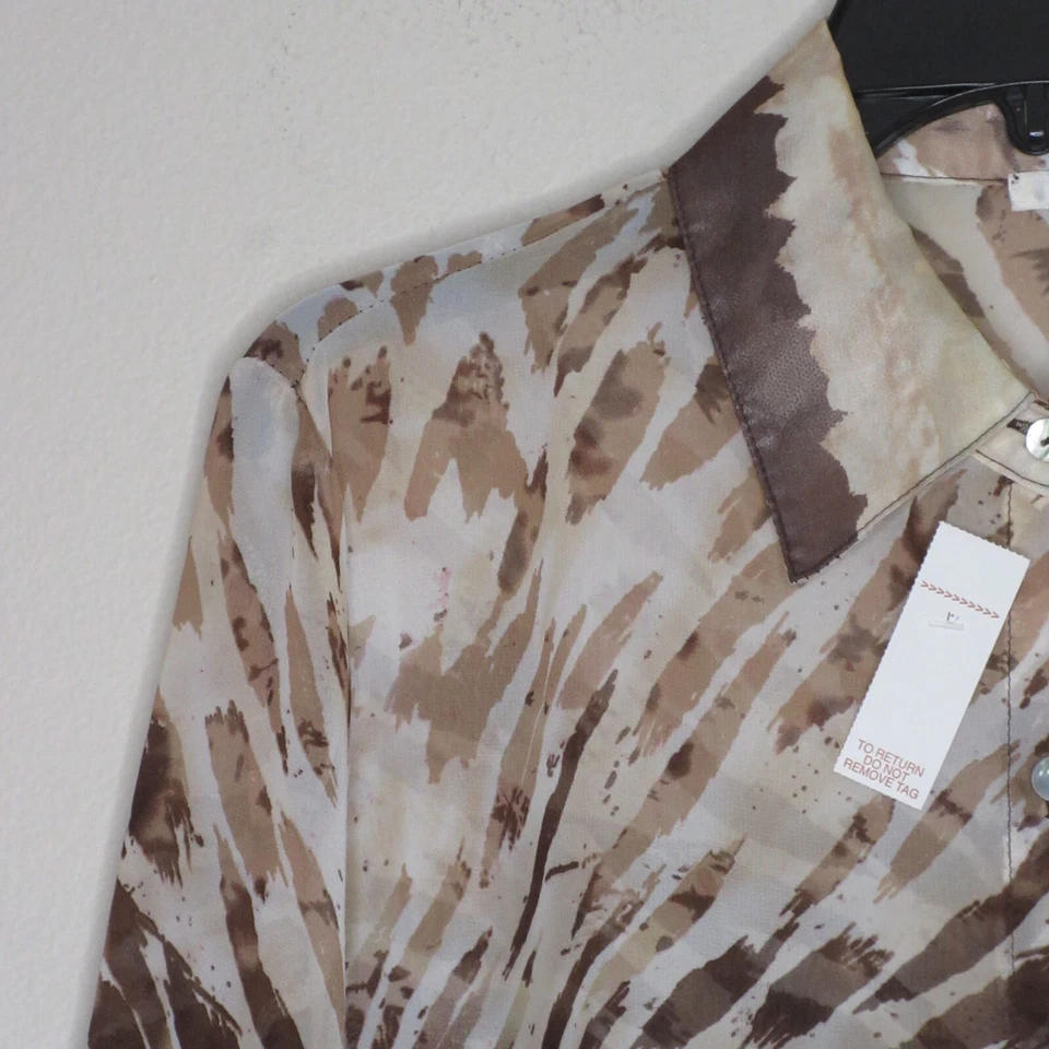 Blusa para mujer Nicola vintage con botones con estampado de animales transparentes marrones XL B32 Foto 3 de 4