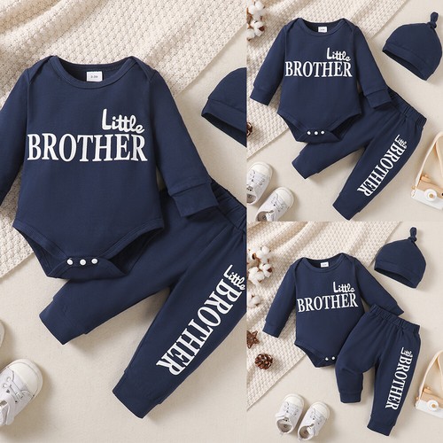 2PCS Newborn Little Boss Baby Boys Sweatshirt Pants Tracksuit Outfit Set Clothes - Picture 4 of 40