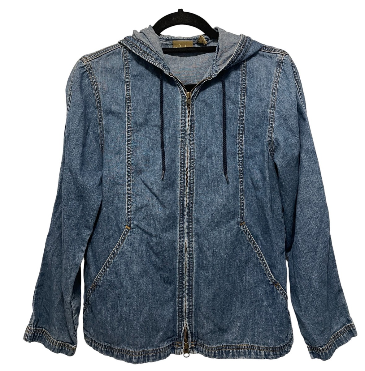 Caslon Denim Hooded Full Zip Utility Jacket-Women's XS-Lightweight
