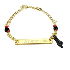 Personalized Azabache Baby Id Bracelet Name Engraving Gold Plate Baby Name-15