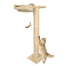 54.3" Cat Window Perch with 3 Adjustable Roman Column Sisal Scratching Posts,...