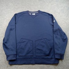 Under Armour Sweatshirt Mens XL Blue ColdGear Loose Fit Fleece Crewneck Pockets