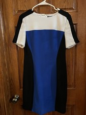 Chaps 14 Color Block Dress Knee Length Short Sleeve