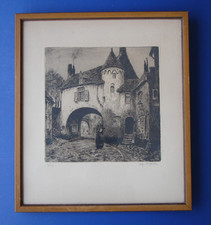Alfred Van Neste Vtg Original B/W Etching Signed Boterhuis Bruges Belgium 17/150