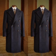 Men's Long Overcoat Double Breasted Formal Business Winter Outdoor Coat