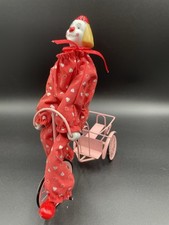 Vintage Enesco porcelain Clown Bicycle Figurine Statue Pink basket