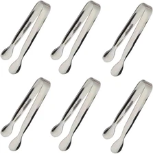 6PCS Mini Sugar Ice Tongs 4.25" Stainless Steel Small Serving Tongs for Tea