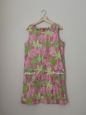 RARE 🦄 Lilly Pulitzer TABOO Elephant Palm Pink Green Classic Shift Dress Sz 8
