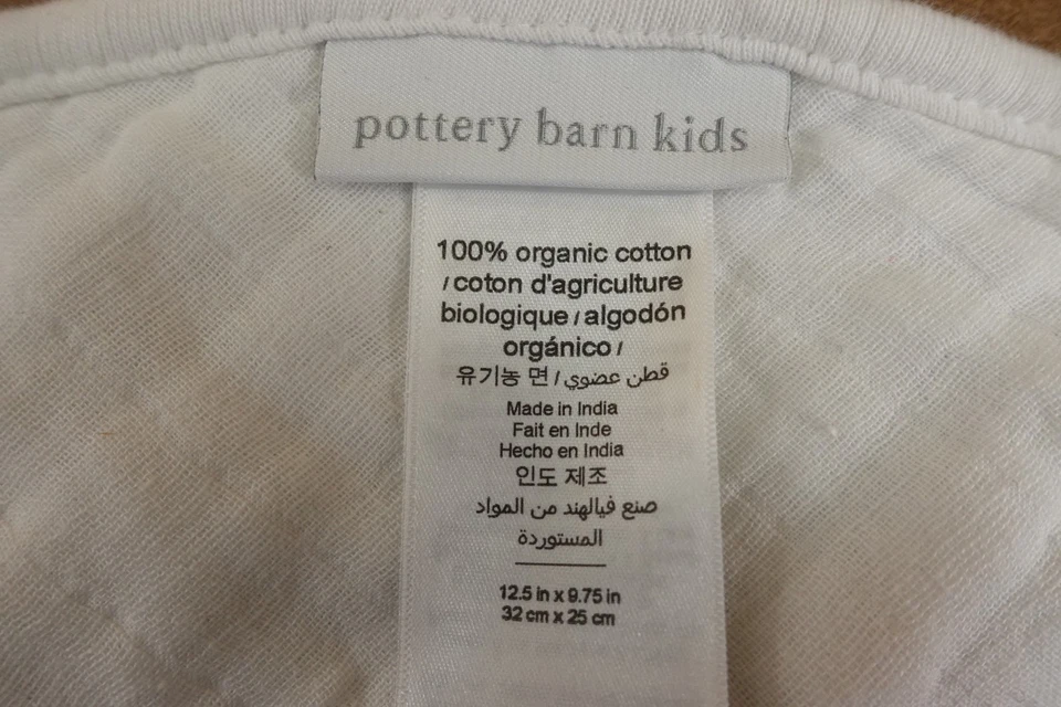 Nuevo babero Pottery Barn Kids blanco estampado floral 100 % algodón orgánico muselina pañuelo Foto 2 de 4