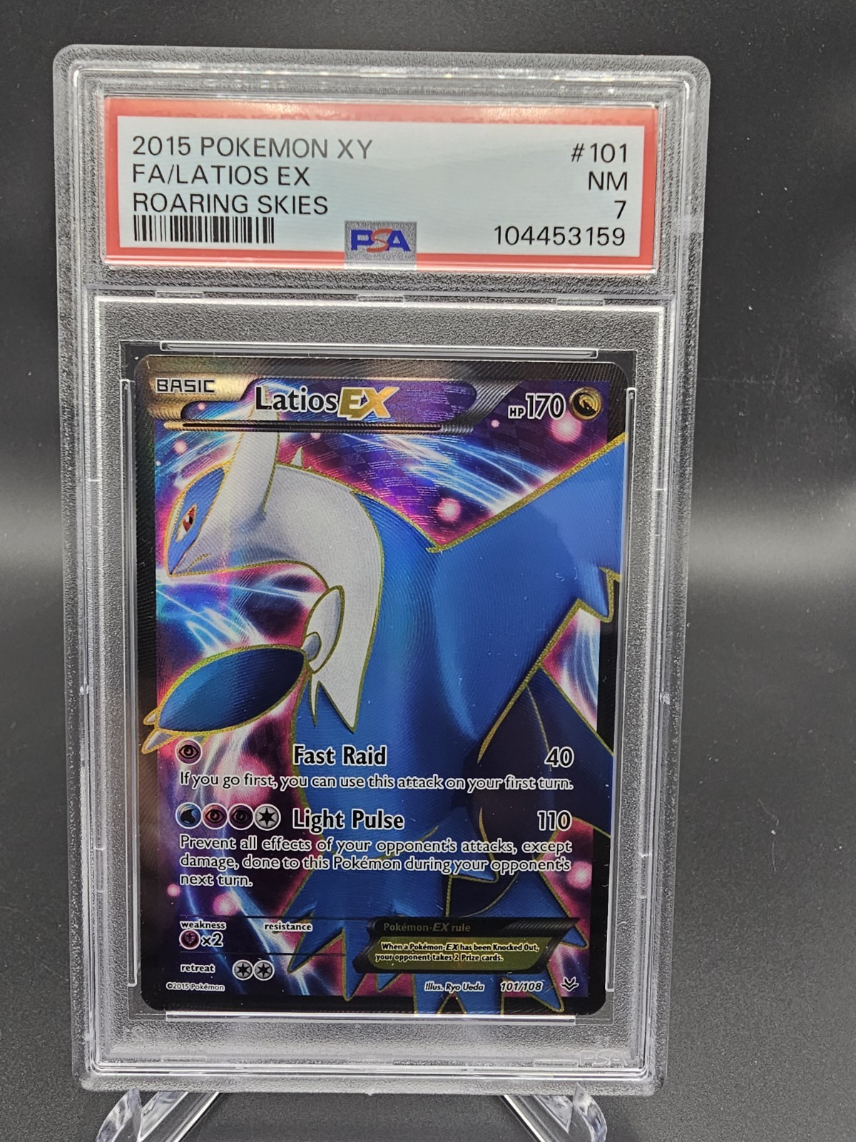 2015 POKEMON XY ROARING SKIES #101 FA/LATIOS EX ROARING SKIES PSA 7