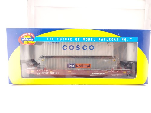 Coche Athearn escala HO 72554 Burlington Northern Santa Fe Husky Stack Well | Condition: Used