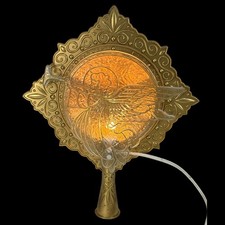 Vintage Bradford Angel With Horn Lighted Christmas Tree Topper Gold w/ Box Works