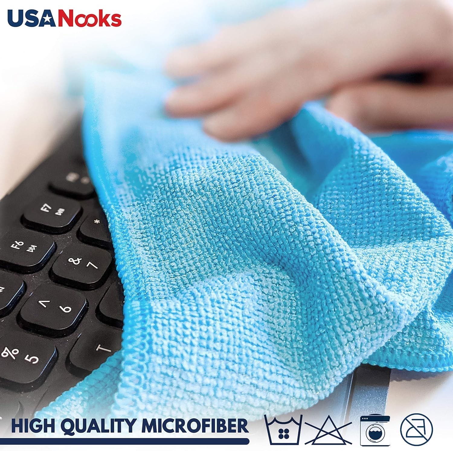 USANOOKS Microfiber Cleaning Cloth - Turq - 12Pcs (12.5x12.5 inch) High Performa