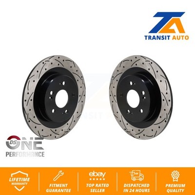 Rear Coated Drilled Slotted Disc Brake Rotors Pair For 2021-2023 Acura TLX