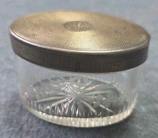   Glass Vanity Jar Monogram MMF  Antique Euro...