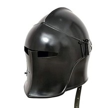 Knight Templar Crusader Barbuta Helmet – Roman Spartan Armor Black Helm