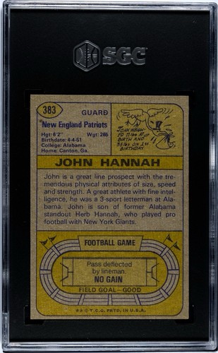 1974 Topps - John Hannah #383 (RC) SGC 6,5 - Imagen 2 de 2