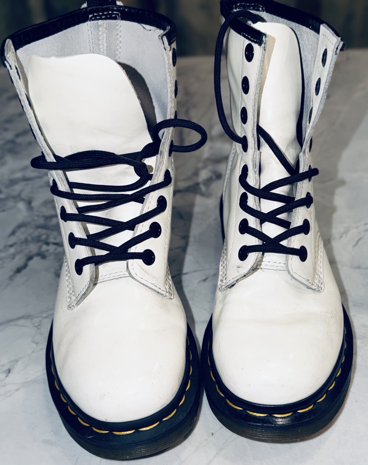 Dr Doc Martens Womens 1460 White Smooth Leather Lace Up Boots Size 5 US image 6