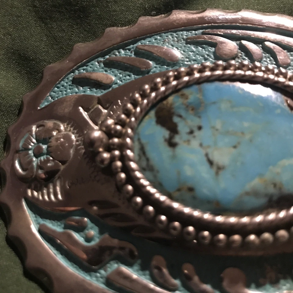 Estilo vintage NATIVO AMERICANO Navajo indio SUROESTE réplica hebilla de cinturón. Foto 2 de 4