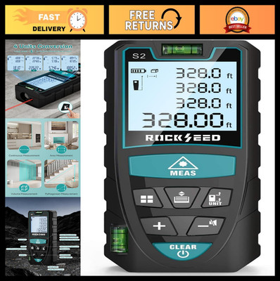 Digital Laser Measure Distance Meter - Portable with Backlit LCD, 2 Bubble Level
