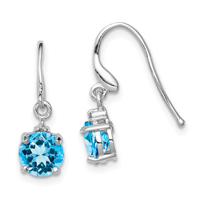 Ohrhänger Sterlingsilber rhodiniert Blautopas und Diamant Draht