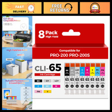 Compatible CLI-65 Ink Cartridges for PRO-200 PRO-200S - High Yield, Vibrant Colo