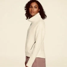 Calia by Carrie Underwood Women's Medium Ivory Textured Zip-Up Jacket