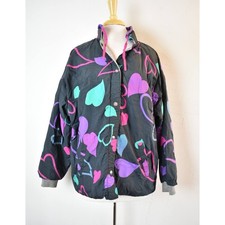 Vintage 1980s / 1990s Heart Print Reversible Windbreaker Jacket
