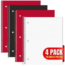 1InTheOffice Graph Paper Notebook, Spiral Paper Notebook, Quad Ruled 8"" x 10...