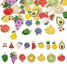 Fruit Charms Bulk Assorted Fruits Alloy Enamel Charm Pendants Cute Fruit Beads