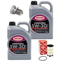 MotoröL Filter Set 5W-30 Plus Meguin 10 Liter + Schraube FüR Audi R8 Spyder 4.2