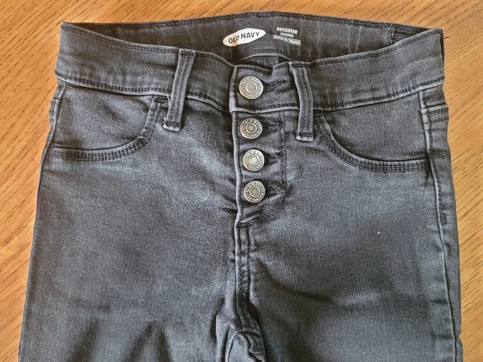 Leggings Rockstar antiguos azul marino negros cintura ajustable niñas talla 7 Foto 2 de 3