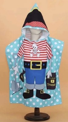 Toddler Poncho-Style Bath Beach Pool Towel Hooded Cotton Cover Up Robe - PIRATE