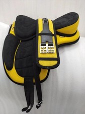 Treeless Freemax Yellow Synthetic Horse Tack Saddle Girth Size- 12" to 19"