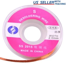 2.0mm Desoldering Braid Solder Remover Pure Copper Wick - Low Residue 1m/3ft